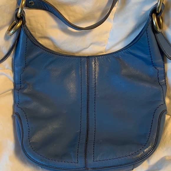 Cole Haan denim Blue leather Women's Shoulder Bag guc - Picture 3 of 10